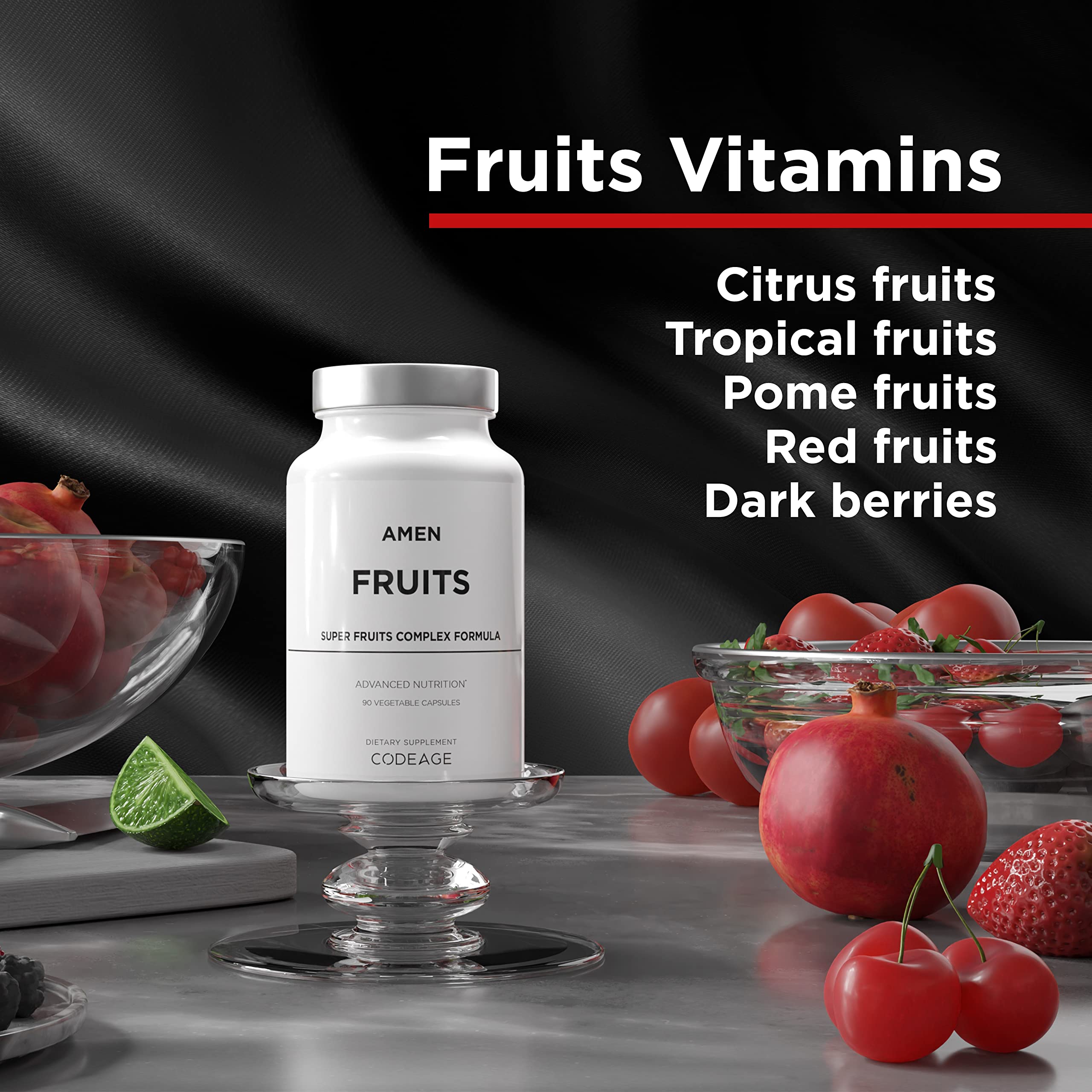 Amen Fruits, Daily Fruits Vitamins Supplements, Over 20 Whole Fruit Extracts - Raw Multivitamin, Berries, Antioxidant Polyphenols Superfood & Flavonoids - Non-GMO - 90 Capsules - Image 3