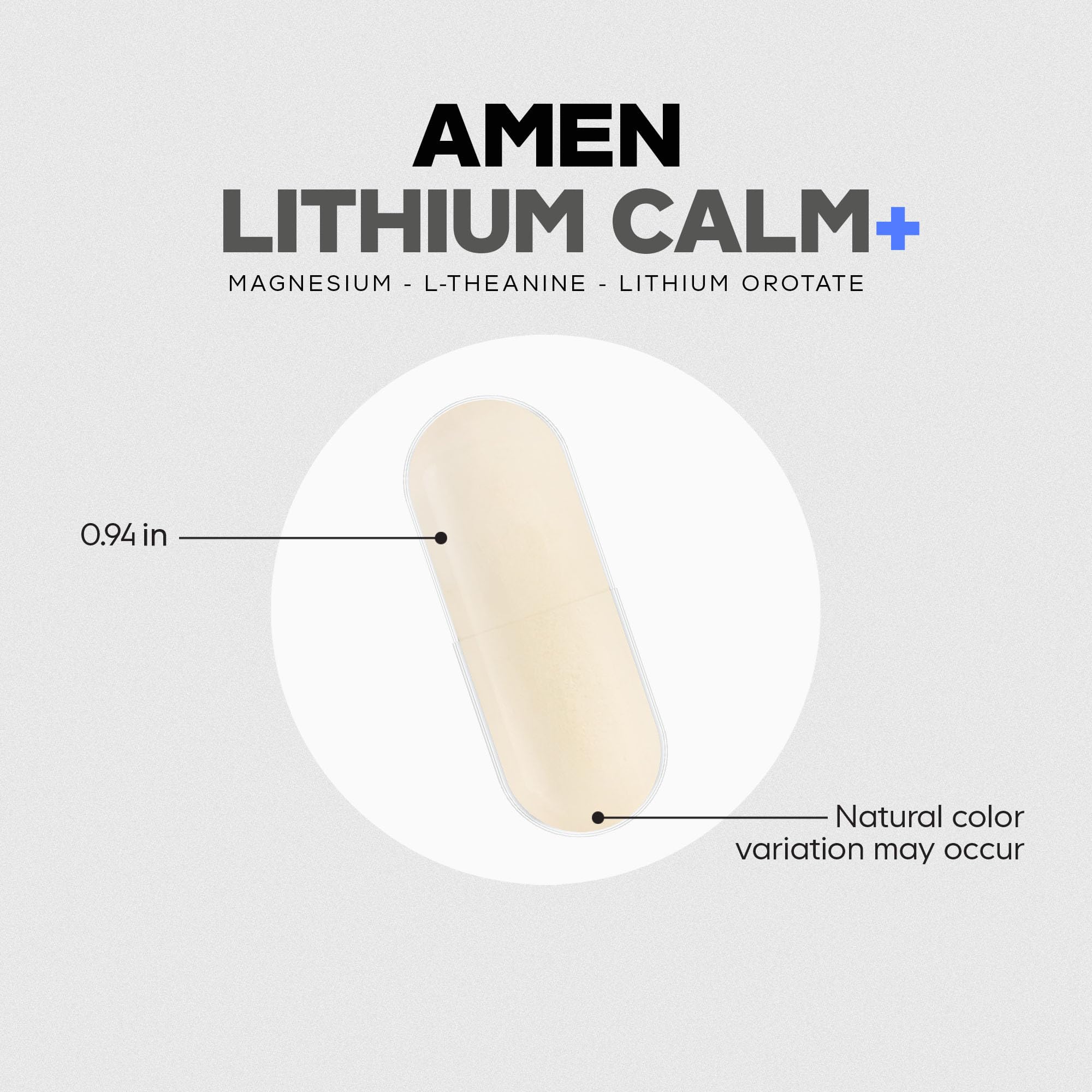 Amen Lithium Calm+ Supplement - Lithium Orotate Pills with Magnesium Glycinate & Oxide, L-Theanine - Gluten-Free, Non-GMO - 60 Capsules - Image 8