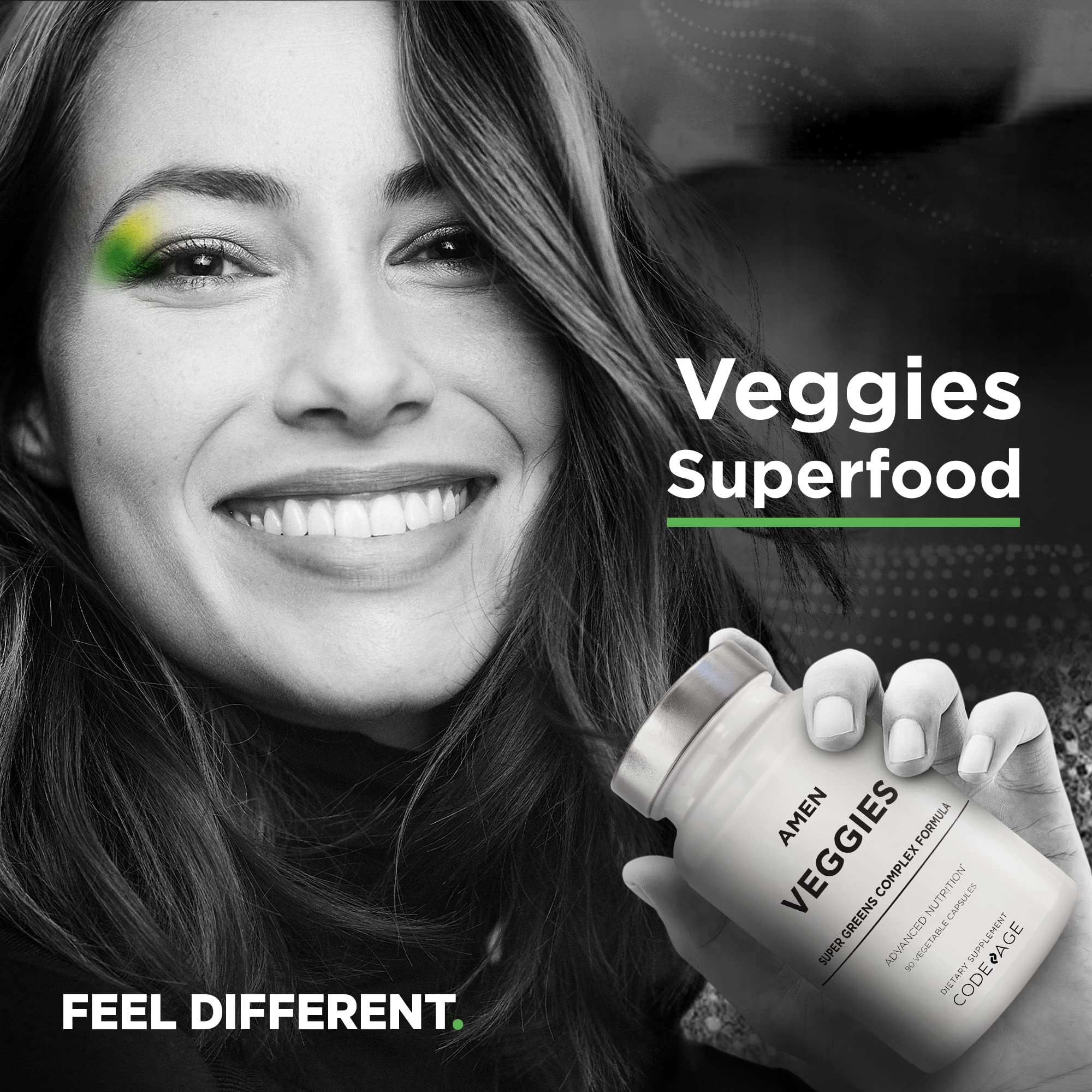 Amen Veggies, Daily Veggies Vitamins Supplement, Vegetables Vegan Blend & Whole-Food Raw Greens Multivitamin Capsules, Mushroom Complex, Superfood, Minerals, Green Vegetable Nutrients, Non-GMO, 90 ct - Image 9